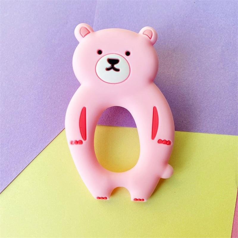 4pcs Bear Silicone Teether Baby Teething Toys Chewable Cartoon Animal Shape Baby Products Nursing Gift - BIG FRENCHIES