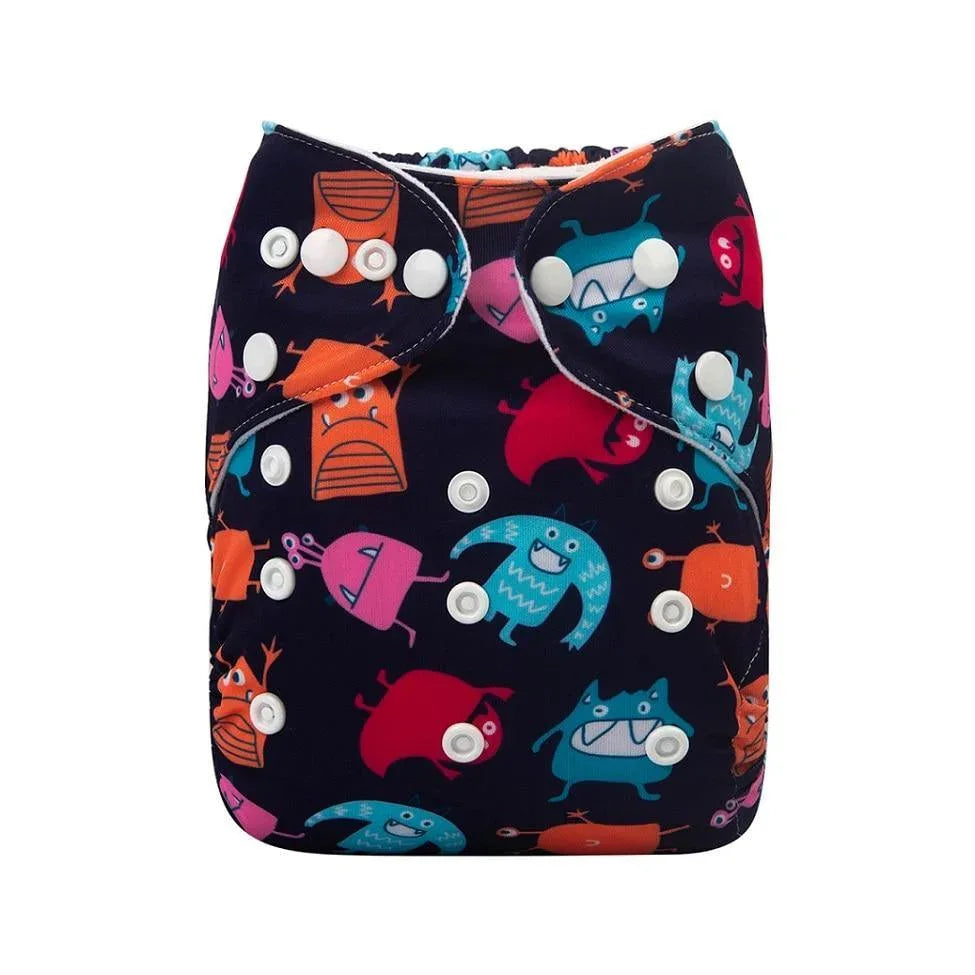 Baby One Size Fits All Reusable Baby Cloth Diaper with Microfiber Insert Diaper For Baby Boys and Baby Girls In Modern New Printed Design - BIG FRENCHIES