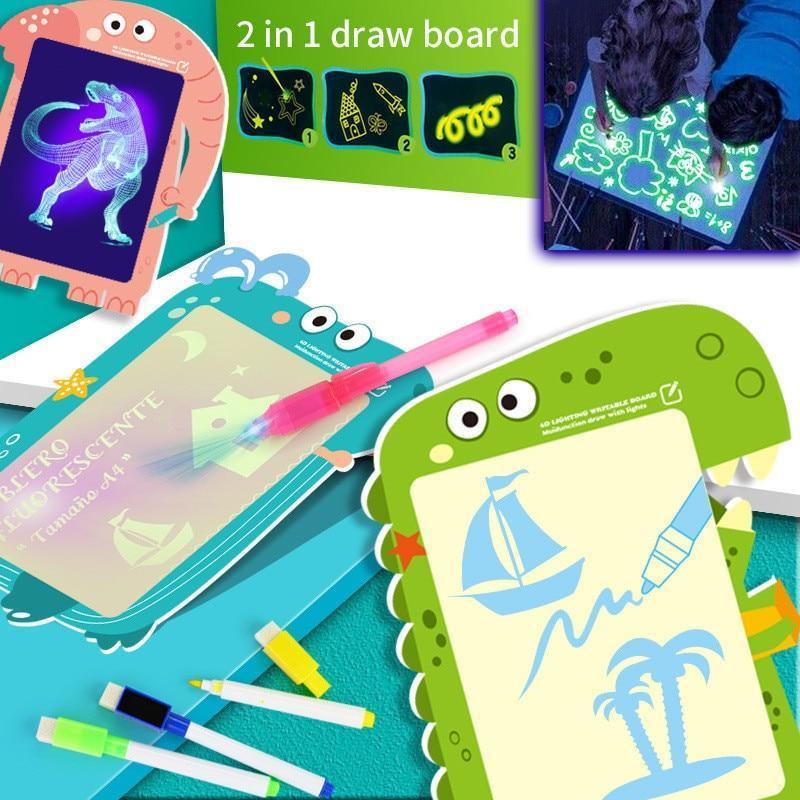 Educational Toy Drawing Board Tablet Graffiti 1pc A4 A3 Led Luminous Magic Raw With Light-fun - BIG FRENCHIES