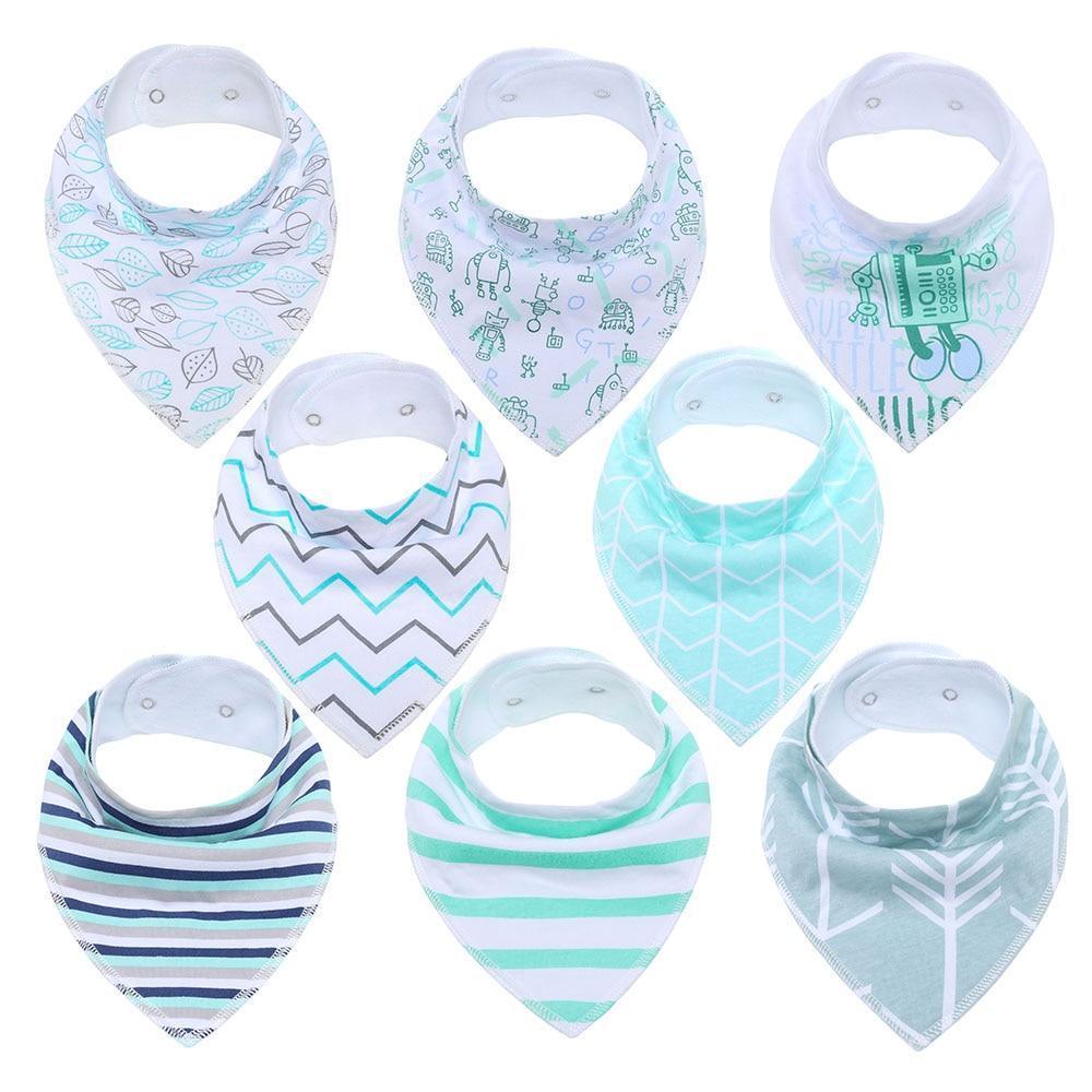 8PCS/SET Pack Baby Bandana Organic Absorbent Soft Cotton Drool Bibsfor Teething And Feeding Bib For Baby and Kids Feeding - BIG FRENCHIES