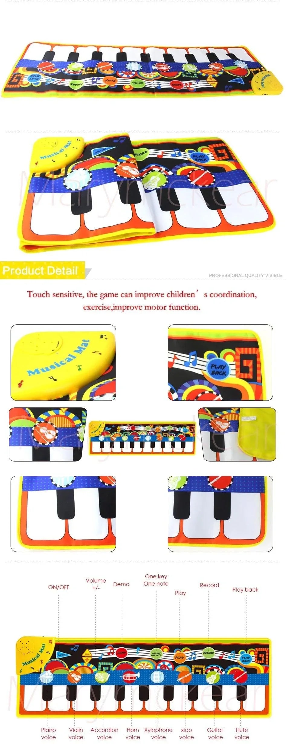 Baby Electronic Music Piano Play Mat Multi-function 8 Instruments Mode Musical Carpets For Kids - BIG FRENCHIES
