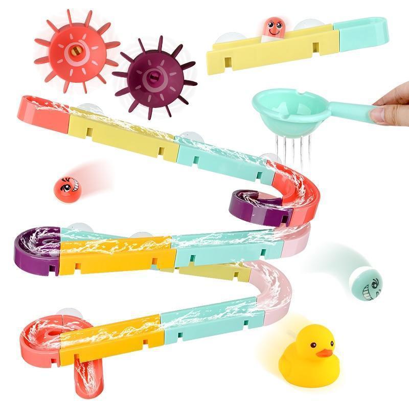 Baby Bath Toys Wall Suction Cup Marble Race Run Track Bathroom Bathtub Kids Play Water Games Toy Set for Children - BIG FRENCHIES
