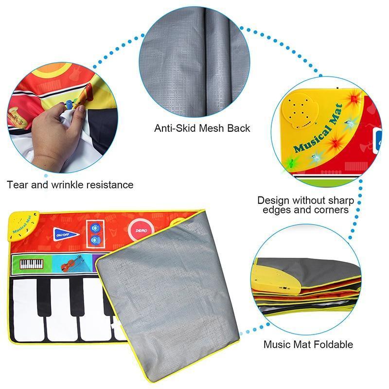 Big Size Music Piano Carpets & 8 Instruments Guitar Accordion Violin Sounds Musical Play Mat Educational Toy For Kids - BIG FRENCHIES