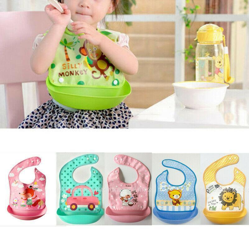 Baby Waterproof Silicone Bibs Burp Cloths Washable Roll Up Crumb Catcher Feeding Bib - BIG FRENCHIES