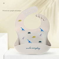 Cute Cartoon Print Baby Bibs Waterproof Soft Silicone Baby Feeding Stuff Dinosaur Pattern Bib For Kids - BIG FRENCHIES