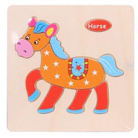 Baby Toys Wooden 3D Puzzle Cartoon Animal Intelligence Kids Educational Brain Teaser Children Tangram Shapes Learning - BIG FRENCHIES