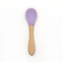 2PCS  Bamboo Training Spoons Organic Soft Baby Feeding Silicone Tip Spoon Scoop Easy Grip Handle Toddlers Infant Gifts For Parents And Baby Boys Or Girls