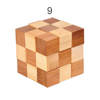 12 Style Brain Teaser 3D Wooden Interlocking Puzzles Game Toy Bamboo Small Size For Adults Kids - BIG FRENCHIES