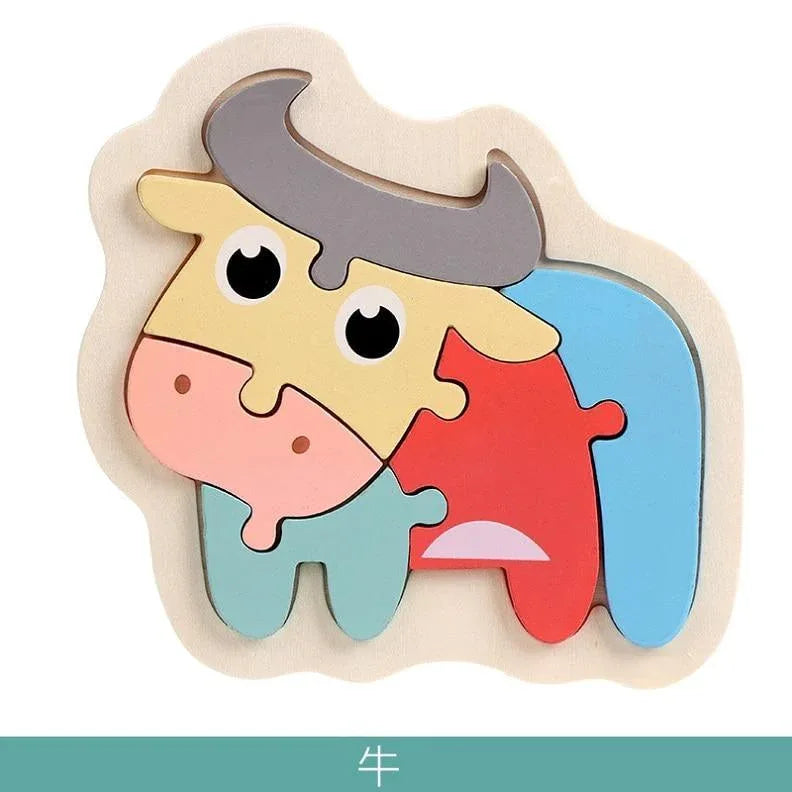 Wooden Children Colorful Animal Stevvex Puzzle for Toddler Creative Puzzle Early Educational Toys for Boys and Girls 2-4 - BIG FRENCHIES