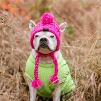 Autumn Winter Warm Knitted Pet Hats With Fluffy Ball - BIG FRENCHIES