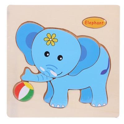 Baby Toys Wooden 3D Puzzle Cartoon Animal Intelligence Kids Educational Brain Teaser Children Tangram Shapes Learning - BIG FRENCHIES