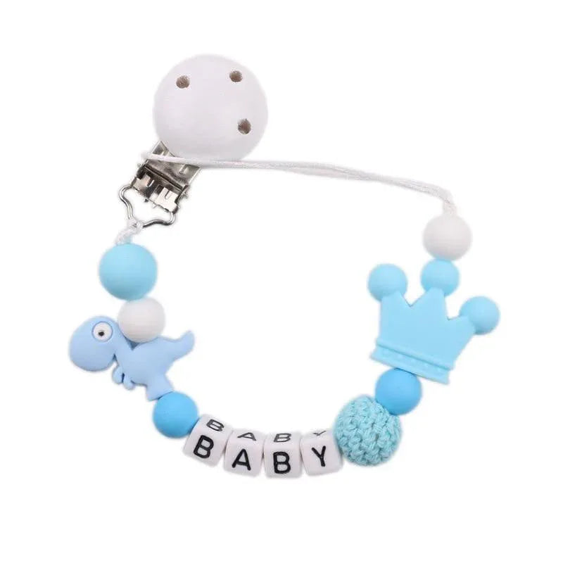 Lemon Comeon Baby's NamePacifier Clips Holder Dinosaur Silicone Beads Teething Chain for Baby - BIG FRENCHIES