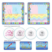 Coolplay 100x100cm Magic Water Drawing Mat Doodle Mat & 4 Drawing Pens & 1 Stamps Set Painting Board Educational Toys for Kids - BIG FRENCHIES