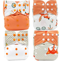 4PCS Set Diaper Cover Washable Diaper Eco-friendly Ecological Adjustable Baby Nappy Reusable Cloth Diapers In Printed Design For Baby and Kids - BIG FRENCHIES