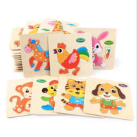 Baby Toys Wooden 3D Puzzle Cartoon Animal Intelligence Kids Educational Brain Teaser Children Tangram Shapes Learning - BIG FRENCHIES