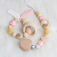 Modern Wood Pacifier Clip Chain Holder Nipples Pacifier Clips Pacifier Teether Teething Toy Cartoo Wooden Bracket For Pacifier For Kids - BIG FRENCHIES