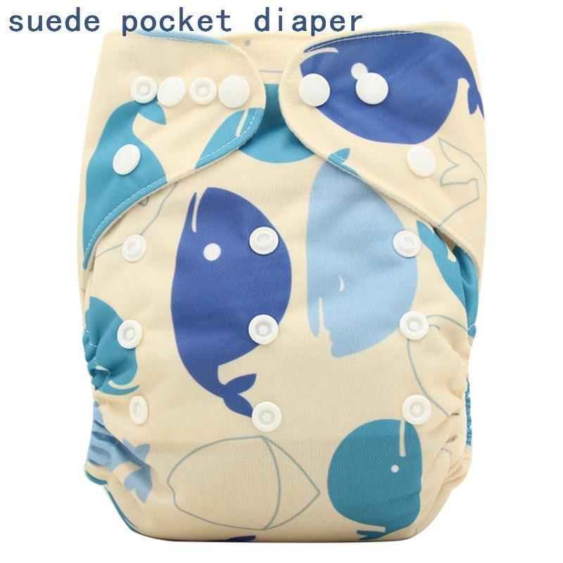 Newborn Cloth Diaper Sewed in Charcoal Bamboo Insert and Suede Pocket Diapers Waterproof Baby Nappies Design for Baby - BIG FRENCHIES