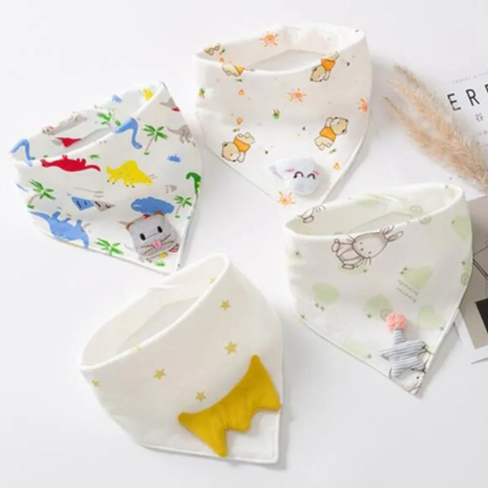 Baby Bibs Triangle Double Cotton Bibs Cartoon Saliva Towel Baby Boys Girls Feeding Apron Cotton Bib for Kids - BIG FRENCHIES
