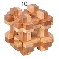 12 Style Brain Teaser 3D Wooden Interlocking Puzzles Game Toy Bamboo Small Size For Adults Kids - BIG FRENCHIES