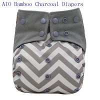 Newborn Cloth Diaper Sewed in Charcoal Bamboo Insert and Suede Pocket Diapers Waterproof Baby Nappies Design for Baby - BIG FRENCHIES