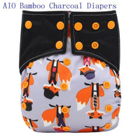 Newborn Cloth Diaper Sewed in Charcoal Bamboo Insert and Suede Pocket Diapers Waterproof Baby Nappies Design for Baby - BIG FRENCHIES