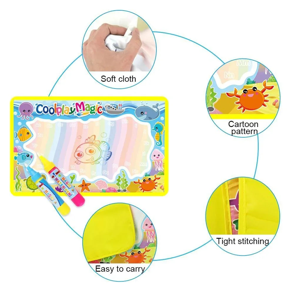 Magic Water Painting Drawing Mat & 2 Pens Doodle Board Coloring Books for Kids Children Educational Toys - BIG FRENCHIES