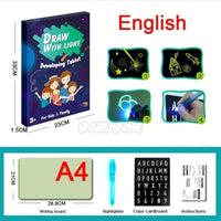 A3 A4 A5 Kids Luminous Drawing Board with Light-Fun Magic Sketchpad Draw Tablet Fluorescent Pen Russian English Light Up Toys - BIG FRENCHIES