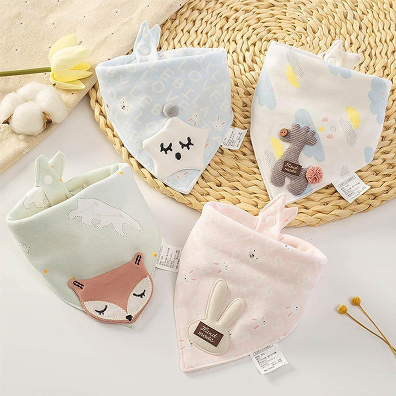 Baby Bibs Triangle Double Cotton Bibs Cartoon Saliva Towel Baby Boys Girls Feeding Apron Cotton Bib for Kids - BIG FRENCHIES