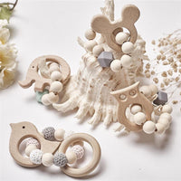 Modern Baby Silicone Wooden Nursing Bracelets Wood Teether Silicone Beads Teething Wood Rattles Toys for Baby - BIG FRENCHIES