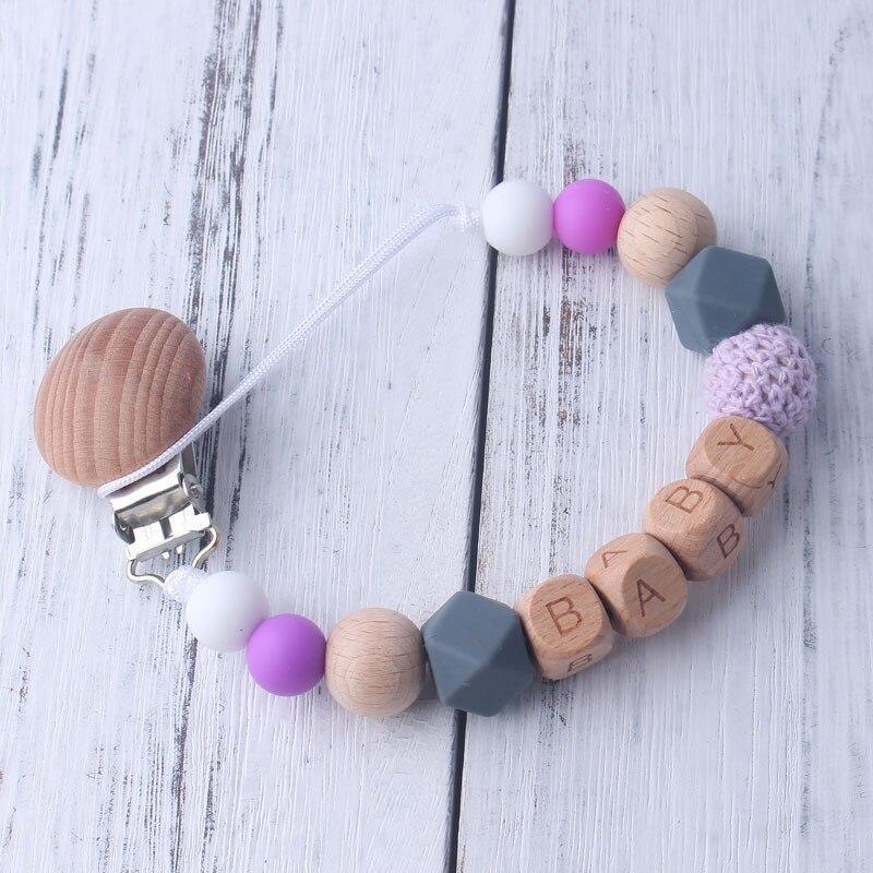 Baby Boy Wood Chew Pacifier Clips Dummy Chain Holder Cute Soother Chains Baby Girl Teething Toy - BIG FRENCHIES
