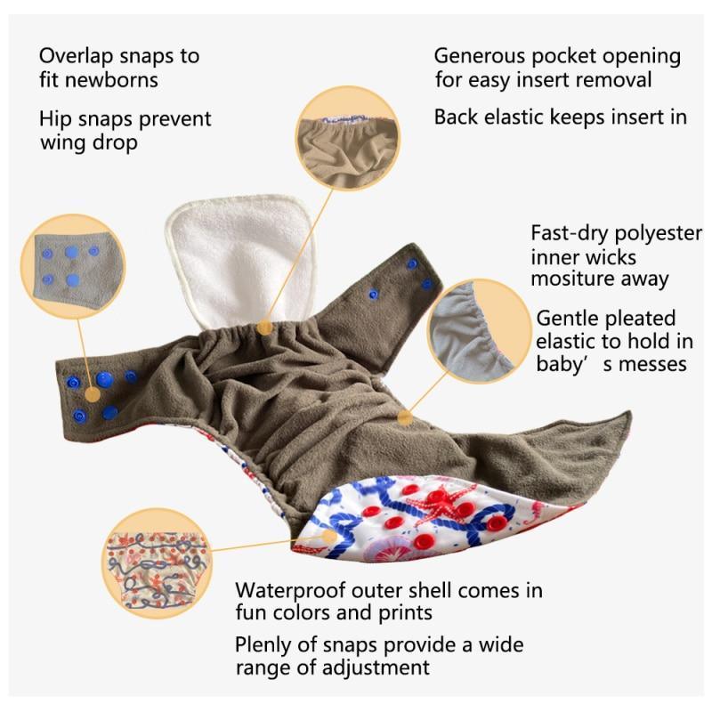 Baby Cloth Diaper Reusable Adjustable Pocket Nappy Cover Fit All Diaper Reusable Nappies Cotton In Modern Trend Printed Design For Unlimited Uses - BIG FRENCHIES