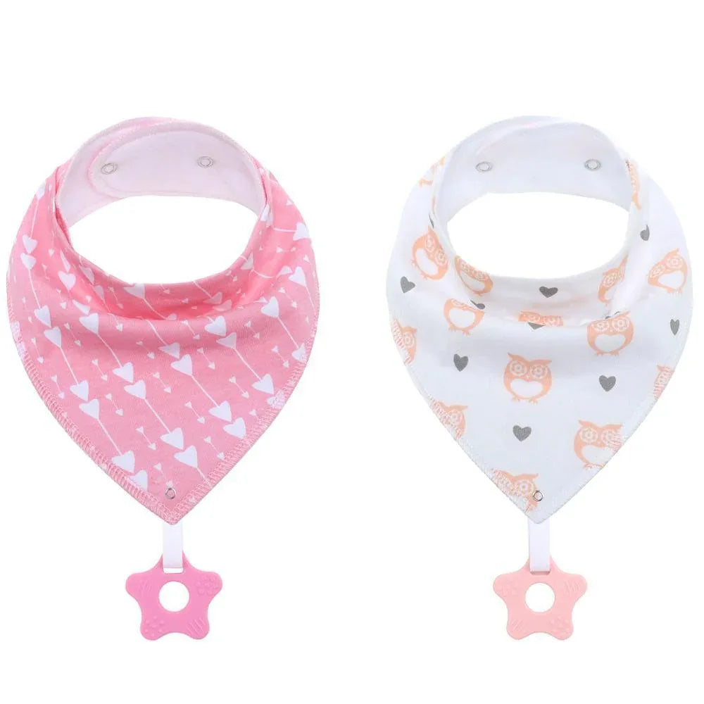 100% Organic Cotton Super Absorbent And Soft Unisex Baby Bandana Drool Bibs And Teething Toys For Newborn - BIG FRENCHIES