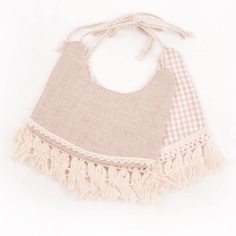 Double-deck Infant Baby Girl Boy Bib Kid Toddler Dinner Feeding Tassel Cotton Linen Burp Cloths - BIG FRENCHIES