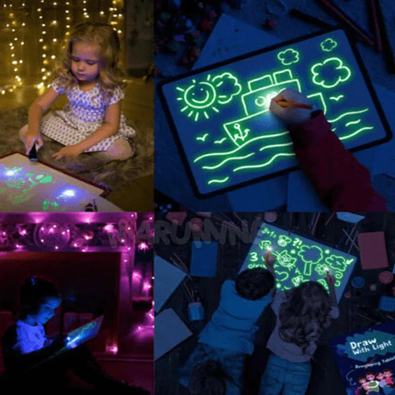 A3 A4 A5 Kids Luminous Drawing Board with Light-Fun Magic Sketchpad Draw Tablet Fluorescent Pen Russian English Light Up Toys - BIG FRENCHIES