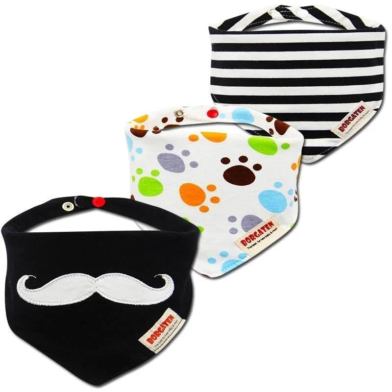 3PCS Comfortable Waterproof Organic Cotton Baby Burp Cloth Bandanna Scarf Bibs For Newborn Baby Boy And Girl - BIG FRENCHIES