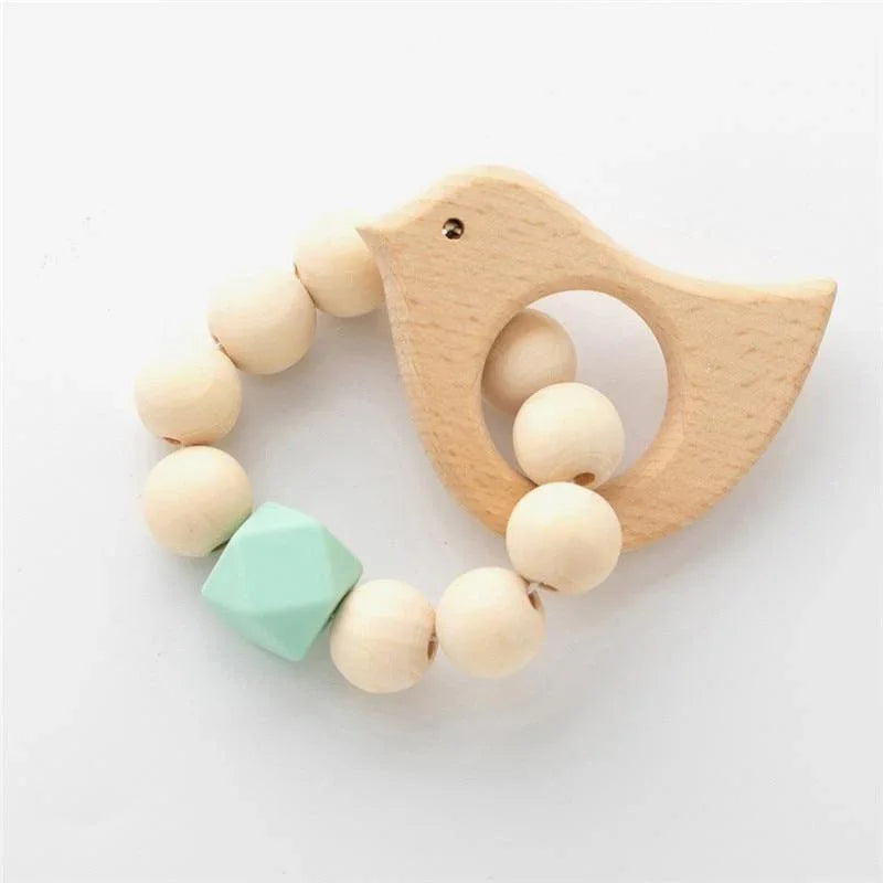 Modern Baby Silicone Wooden Nursing Bracelets Wood Teether Silicone Beads Teething Wood Rattles Toys for Baby - BIG FRENCHIES