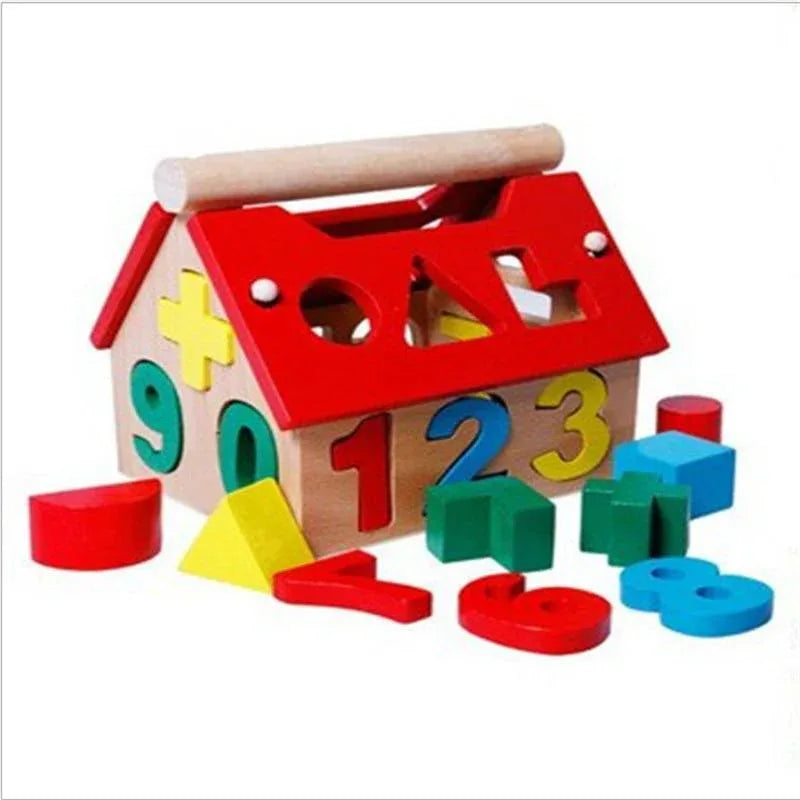 Children's Colour Wooden House With Shape Children Early Educational Model Assembling Blocks Develop Intelligence Game Toy - BIG FRENCHIES