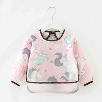 Cute Cartoon Print Baby Waterproof Long Sleeve Apron Children Feeding Smock Bib Baby Accessories - BIG FRENCHIES