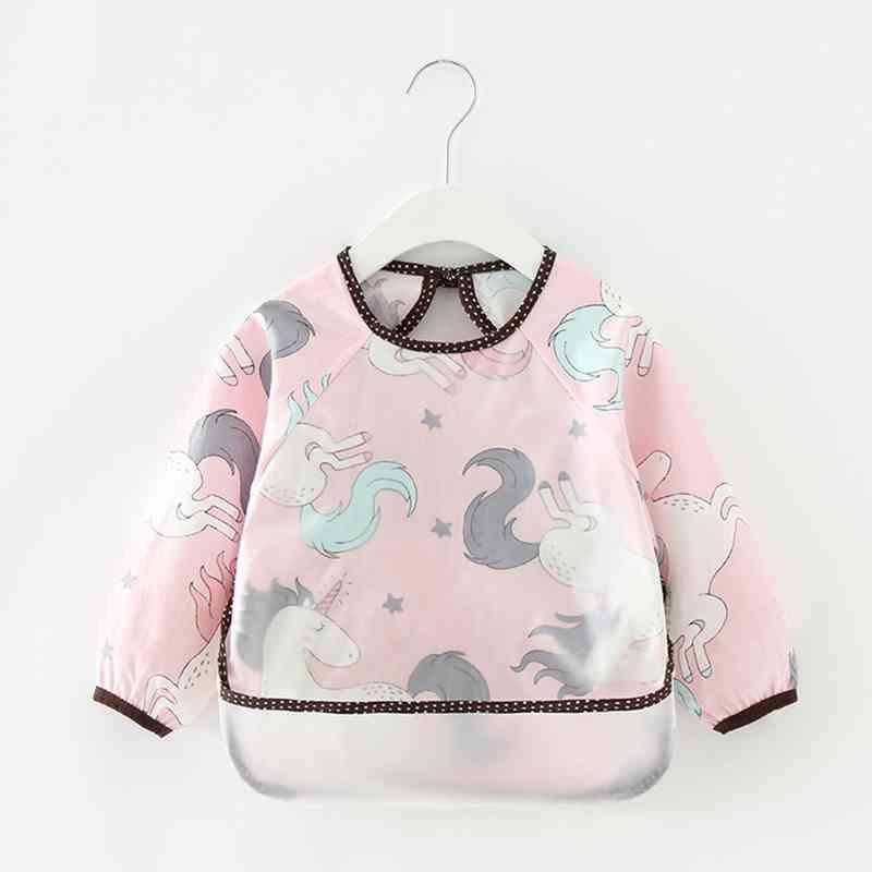 Cute Cartoon Print Baby Waterproof Long Sleeve Apron Children Feeding Smock Bib Baby Accessories - BIG FRENCHIES