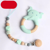 Modern Luxury Pacifier Clip Chain Beech Beads Silicone Elephant Pendant Baby Teething Nursing Clips Chain For Baby - BIG FRENCHIES