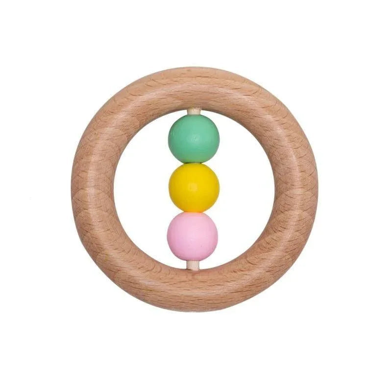 Modern Wooden Rattle Beech Bear Hand Teething Wooden Ring Baby Rattles Play Educational Toys For Kids - BIG FRENCHIES
