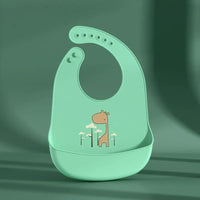 Cute Cartoon Print Baby Bibs Waterproof Soft Silicone Baby Feeding Stuff Dinosaur Pattern Bib For Kids - BIG FRENCHIES