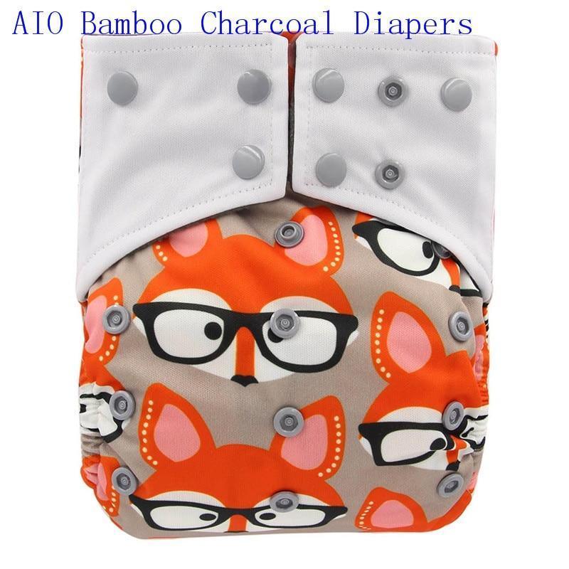 Newborn Cloth Diaper Sewed in Charcoal Bamboo Insert and Suede Pocket Diapers Waterproof Baby Nappies Design for Baby - BIG FRENCHIES