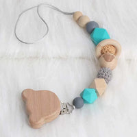 Modern Wood Pacifier Clip Chain Holder Nipples Pacifier Clips Pacifier Teether Teething Toy Cartoo Wooden Bracket For Pacifier For Kids - BIG FRENCHIES