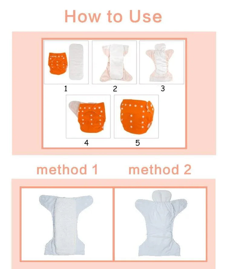 4PCS Set Diaper Cover Washable Diaper Eco-friendly Ecological Adjustable Baby Nappy Reusable Cloth Diapers In Printed Design For Baby and Kids - BIG FRENCHIES