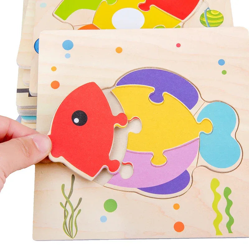 Baby Wooden 3D Tangram Puzzle – Educational Cartoon Animal Toy - BIG FRENCHIES