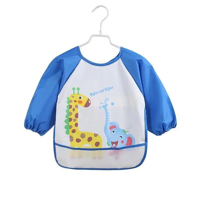 Cute Cartoon Print Baby Waterproof Long Sleeve Apron Children Feeding Smock Bib Baby Accessories - BIG FRENCHIES