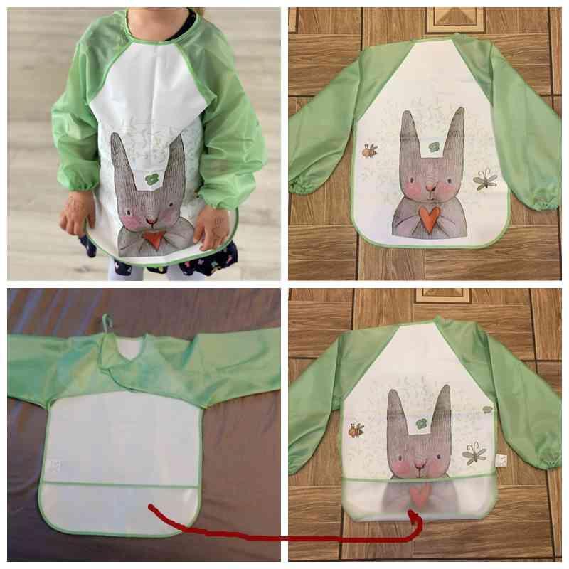 Cute Cartoon Print Baby Waterproof Long Sleeve Apron Children Feeding Smock Bib Baby Accessories - BIG FRENCHIES