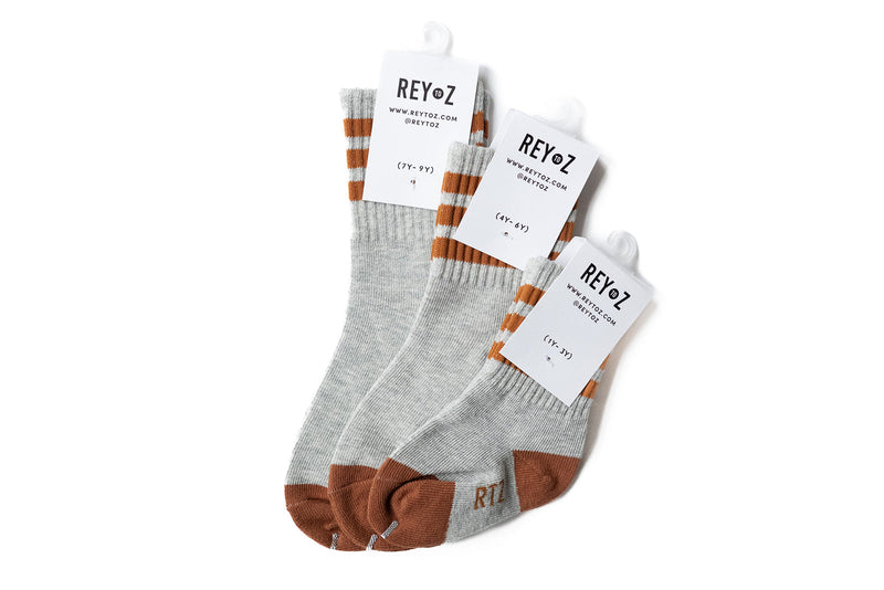 Heather Grey & Brown Stripe Socks - BIG FRENCHIES