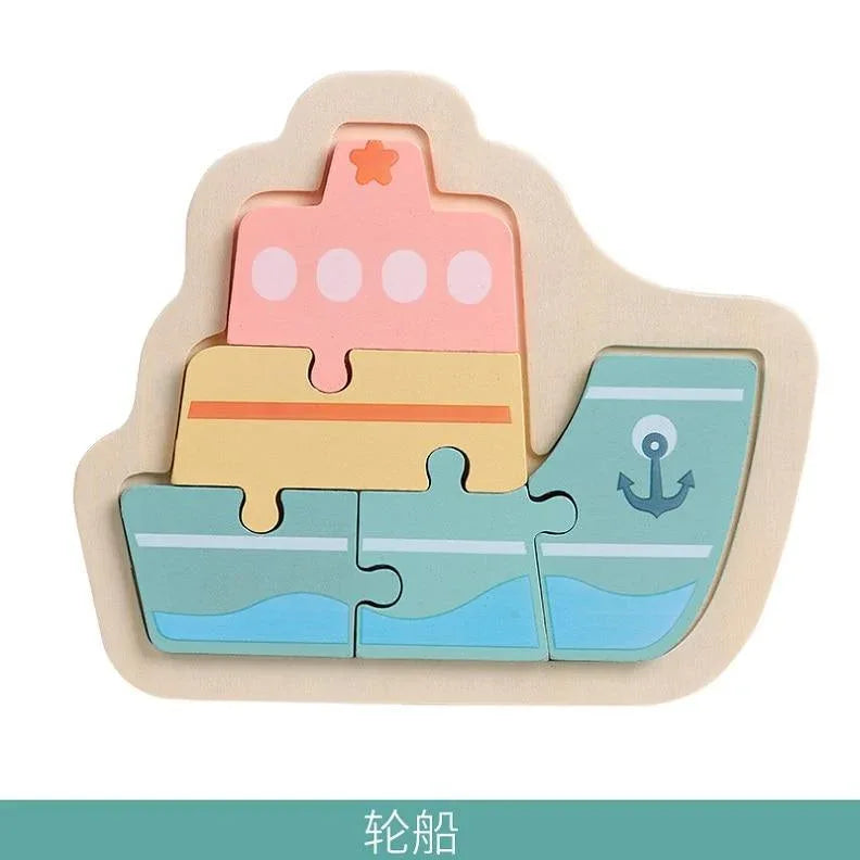 Wooden Children Colorful Animal Stevvex Puzzle for Toddler Creative Puzzle Early Educational Toys for Boys and Girls 2-4 - BIG FRENCHIES